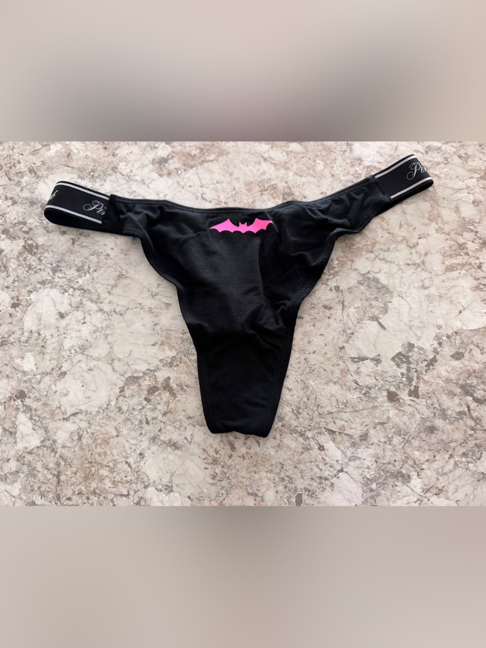 VS PINK HALLOWEEN PANTY Bat Large Thong NWT